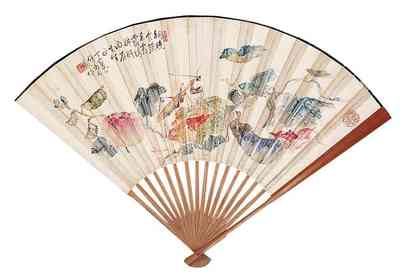丁宝书 裴昌年 1916年作 蔬果草虫书法 成扇